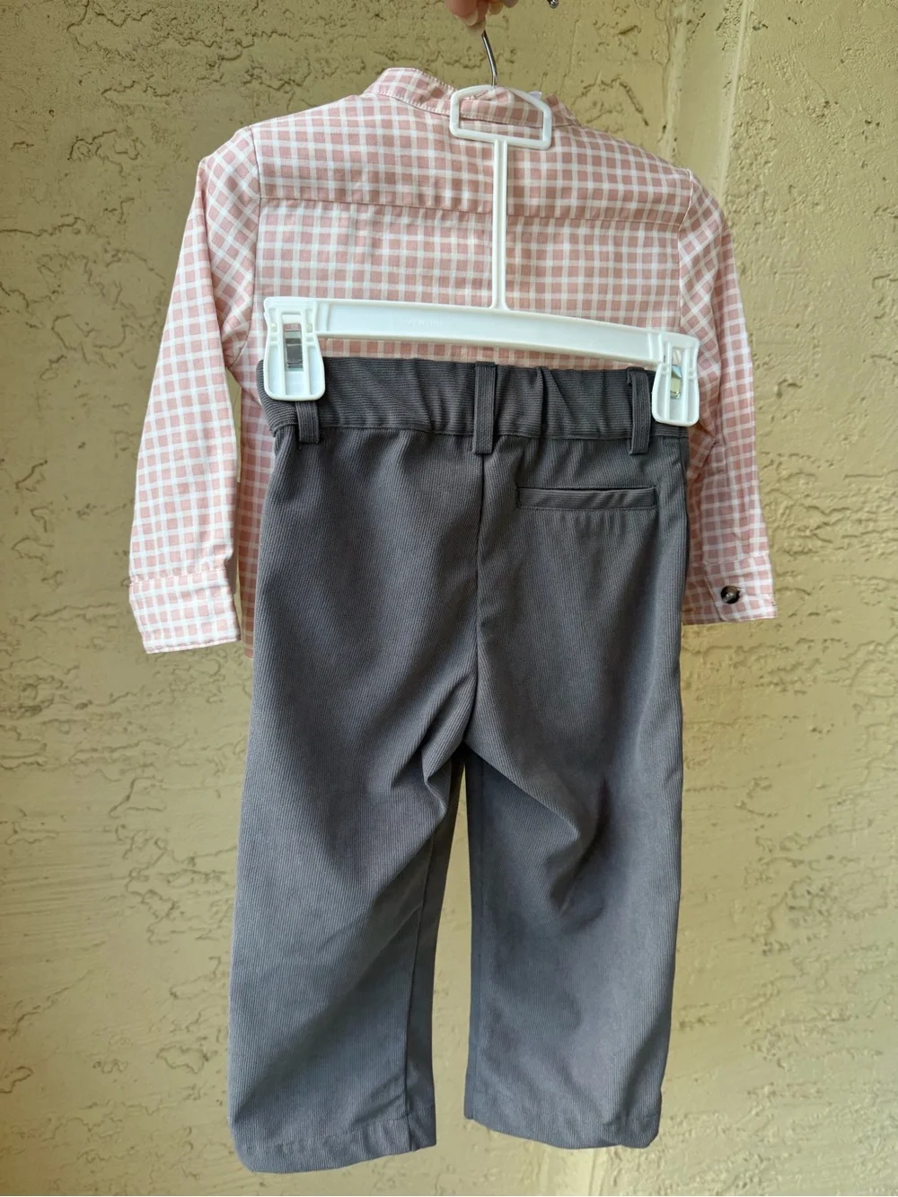 Edgehill Collection Boys Check Mandarin Collar Long Sleeve Shirt & Pants 4T